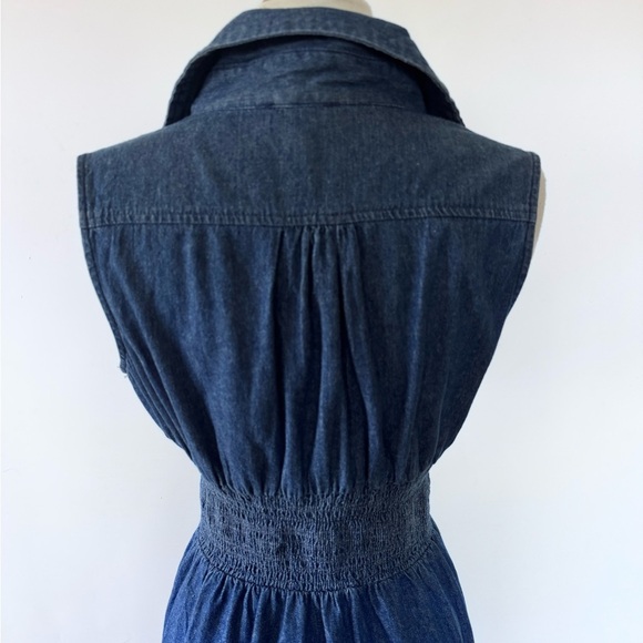 Blue Pleated Midi Dress with Notched Collar - Picture 7 of 13